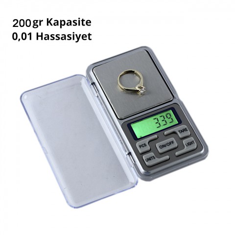 Dijital Hassas Cep Terazisi Tartı 200 g 0,01 Hassasiyet